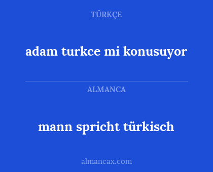 mann spricht türkisch - adam turkce mi konusuyor