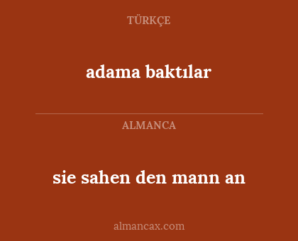 sie sahen den mann an - adama baktılar