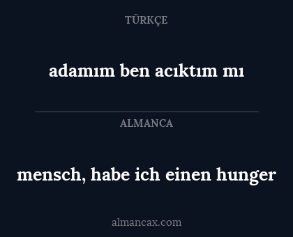 adamım ben acıktım mı - mensch, habe ich einen hunger