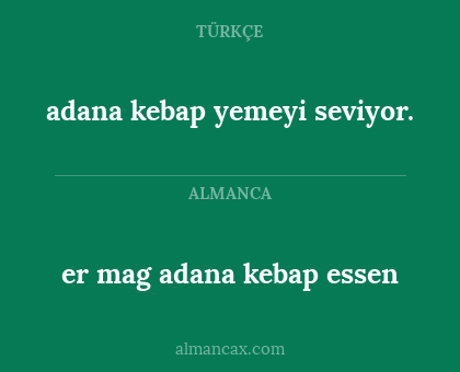 er mag adana kebap essen - adana kebap yemeyi seviyor.