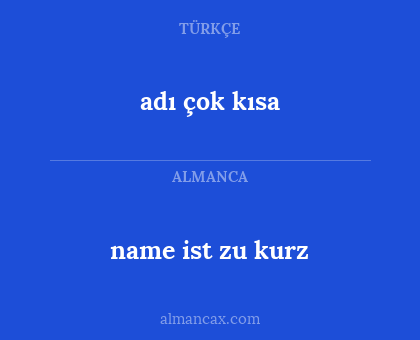 adı çok kısa - name ist zu kurz