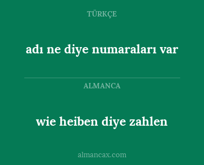 adı ne diye numaraları var - wie heiben diye zahlen