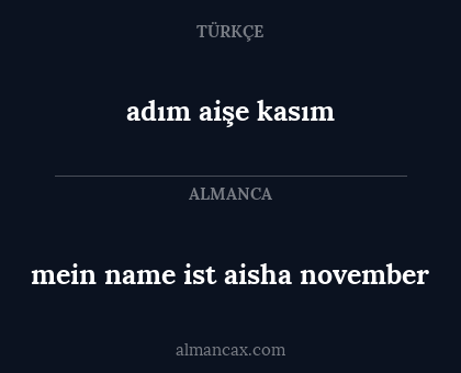 adım aişe kasım - mein name ist aisha november