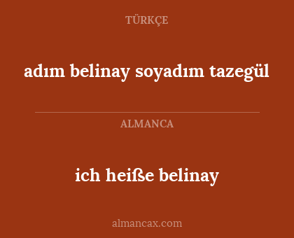 adım belinay soyadım tazegül - ich heiße belinay