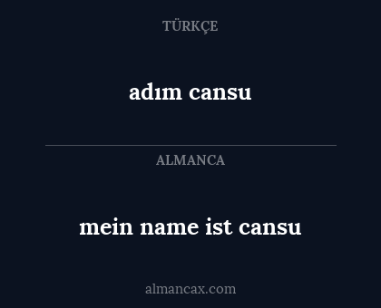 mein name ist cansu - adım cansu