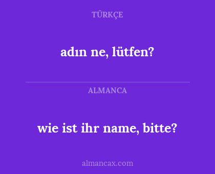 adın ne, lütfen? - wie ist ihr name, bitte?