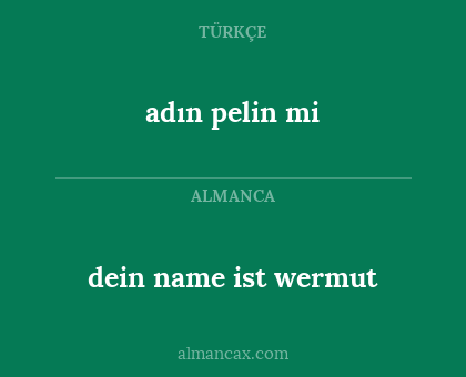 adın pelin mi - dein name ist wermut