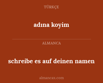 schreibe es auf deinen namen - adına koyim
