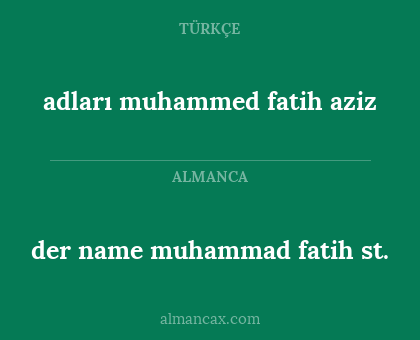 der name muhammad fatih st. - adları muhammed fatih aziz