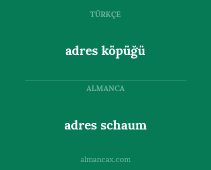 adres schaum - adres köpüğü