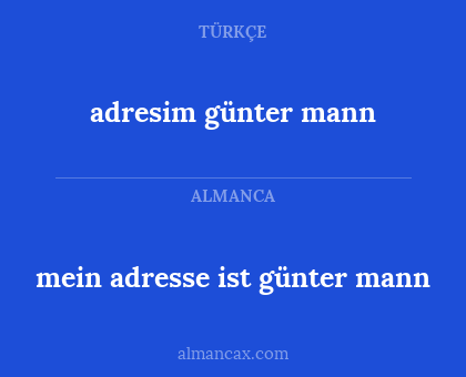adresim günter mann - mein adresse ist günter mann