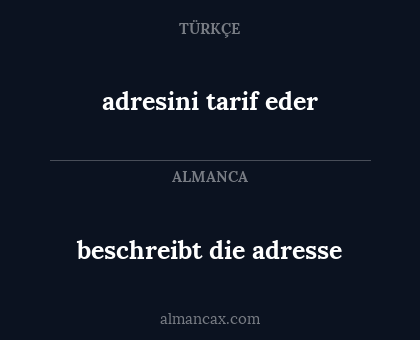 adresini tarif eder - beschreibt die adresse
