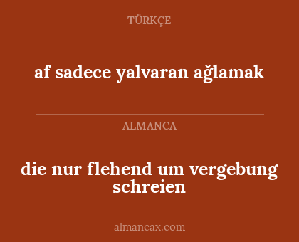 af sadece yalvaran ağlamak - die nur flehend um vergebung schreien