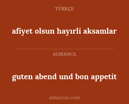 guten abend und bon appetit - afiyet olsun hayırli aksamlar