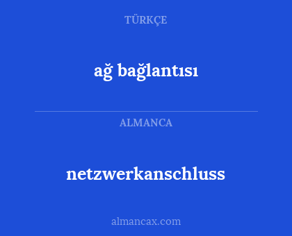 ağ bağlantısı - netzwerkanschluss