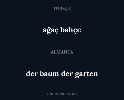 ağaç bahçe - der baum
der garten