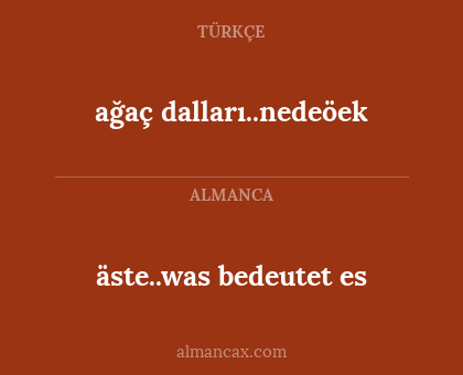 äste..was bedeutet es - ağaç dalları..nedeöek