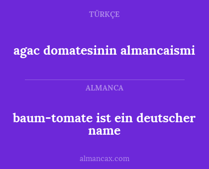 agac domatesinin almancaismi - baum-tomate ist ein deutscher name