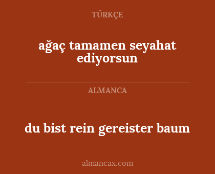 ağaç tamamen seyahat ediyorsun - du bist rein gereister baum