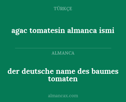 agac tomatesin almanca ismi - der deutsche name des baumes tomaten