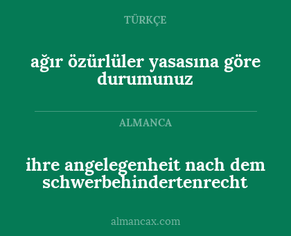 ihre angelegenheit nach dem schwerbehindertenrecht - ağır özürlüler yasasına göre durumunuz