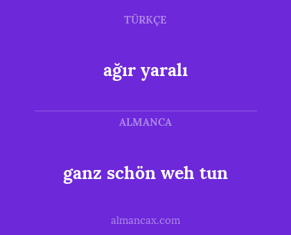 ağır yaralı - ganz schön weh tun