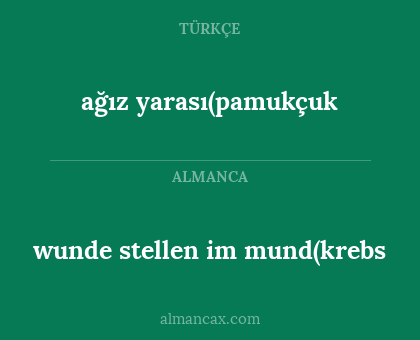 ağız yarası(pamukçuk - wunde stellen im mund(krebs