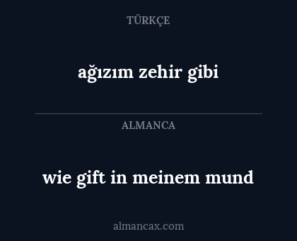 wie gift in meinem mund - ağızım zehir gibi