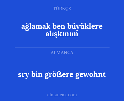 sry bin größere gewohnt - ağlamak ben büyüklere alışkınım
