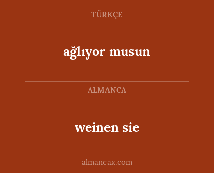 ağlıyor musun - weinen sie
