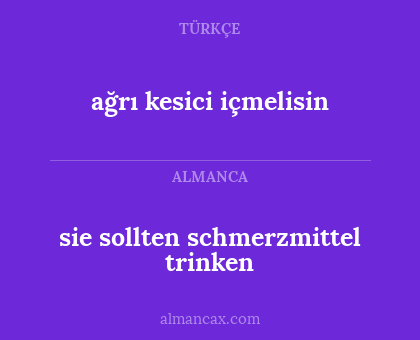 ağrı kesici içmelisin - sie sollten schmerzmittel trinken