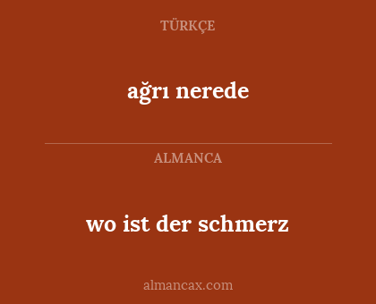 wo ist der schmerz - ağrı nerede