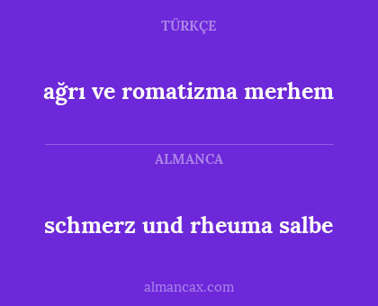 ağrı ve romatizma merhem - schmerz und rheuma salbe