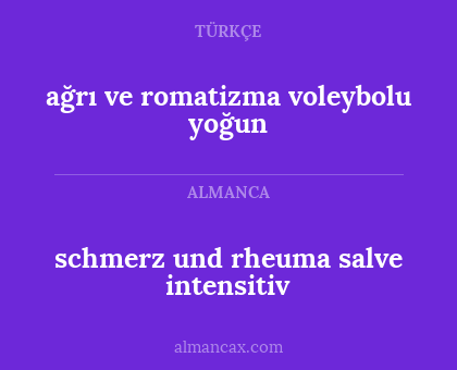 schmerz und rheuma salve intensitiv - ağrı ve romatizma voleybolu yoğun