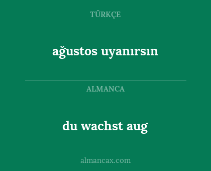 ağustos uyanırsın - du wachst aug