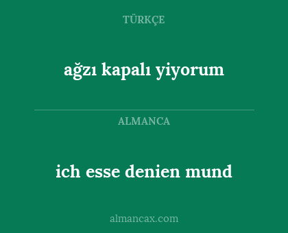 ağzı kapalı yiyorum - ich esse denien mund