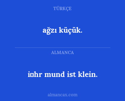 ağzı küçük. - i̇hr mund ist klein.