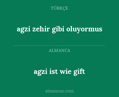 agzi ist wie gift - agzi zehir gibi oluyormus