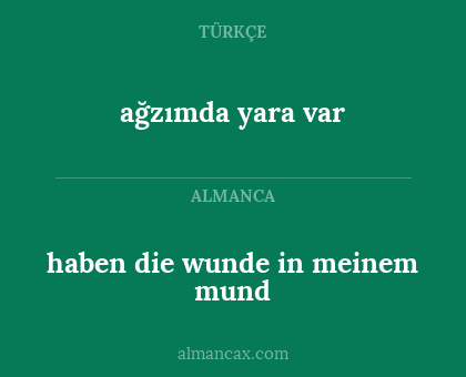 ağzımda yara var - haben die wunde in meinem mund