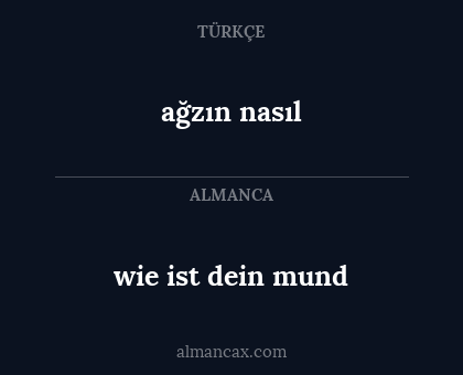 ağzın nasıl - wie ist dein mund