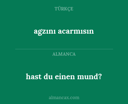 agzını acarmısın - hast du einen mund?