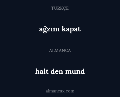 halt den mund - ağzını kapat