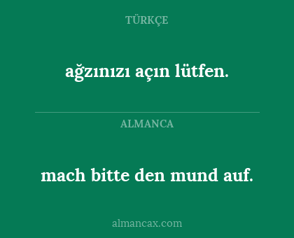 ağzınızı açın lütfen. - mach bitte den mund auf.