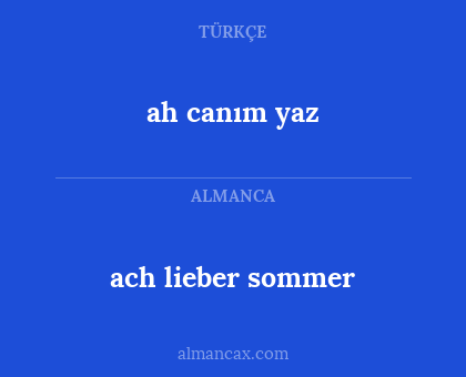 ach lieber sommer - ah canım yaz