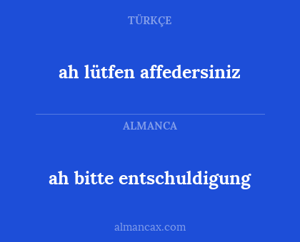 ah bitte entschuldigung - ah lütfen affedersiniz