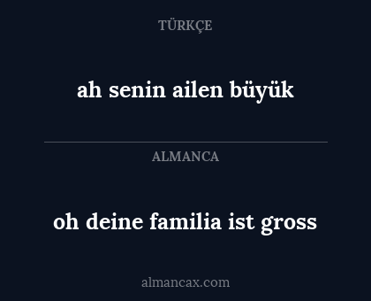 oh deine familia ist gross - ah senin ailen büyük