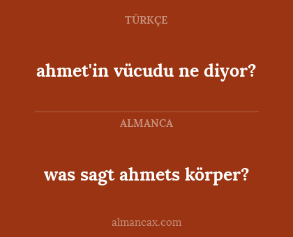 ahmet'in vücudu ne diyor? - was sagt ahmets körper?