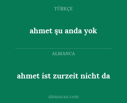 ahmet ist zurzeit nicht da - ahmet şu anda yok