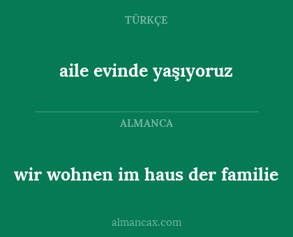 wir wohnen im haus der familie - aile evinde yaşıyoruz