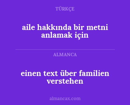 aile hakkında bir metni anlamak için - einen text über familien verstehen